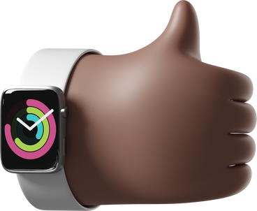 Brown skin hand with smartwatch turned on showing thumbs up PNG, SVG