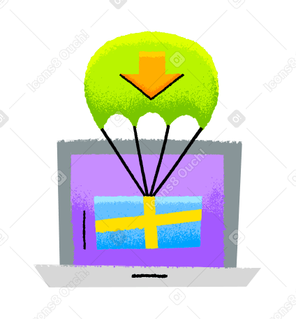 Content being downloaded onto a laptop PNG, SVG
