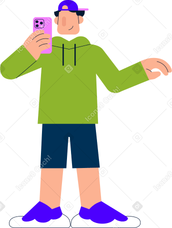 man with a phone in his hand PNG、SVG