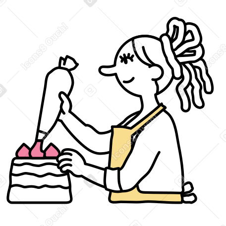 ケーキをデコレーションする女性パン屋 PNG、SVG
