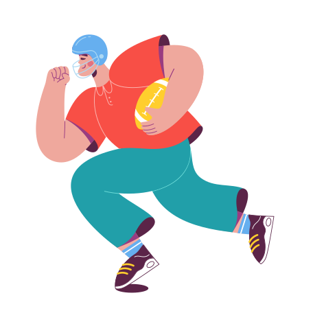 Man running with a rugby ball Illustration in PNG, SVG