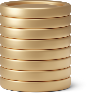 pile of eight golden coins в PNG, SVG