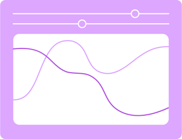purple analytics window with two slider bars PNG, SVG