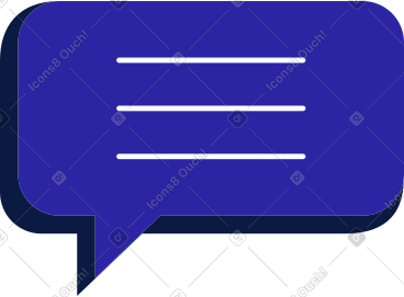 Blue speech bubble with three line PNG, SVG