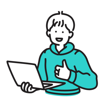 The man with the laptop gives a thumbs up PNG, SVG