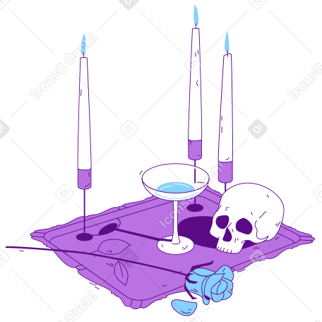 Drink in a glass, a rose and a skull PNG, SVG