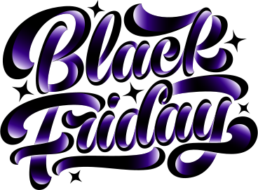 lettering black friday with gradient shadow and stars text PNG, SVG