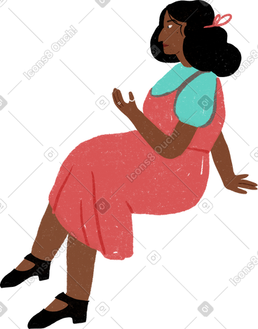 Woman in a pink dress sitting PNG, SVG