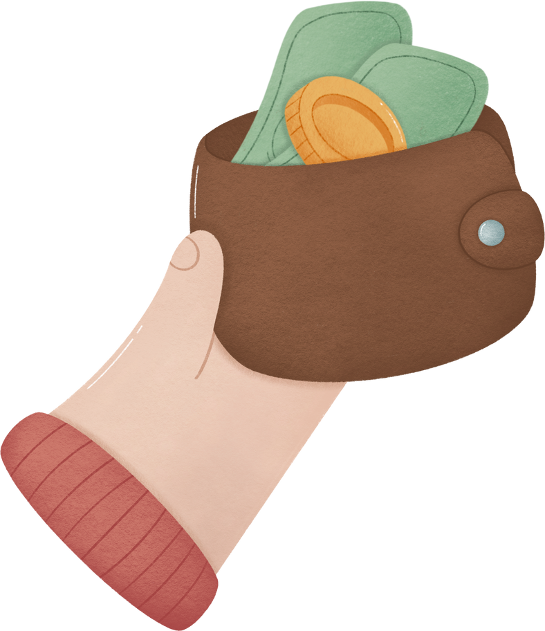hand with a wallet of money Illustration in PNG, SVG