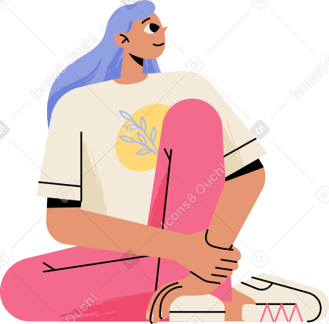 sitting girl Illustration in PNG, SVG