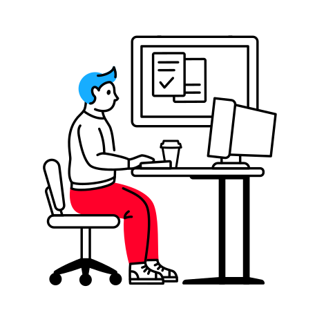 Illustration Man working at computer in the office aux formats PNG, SVG