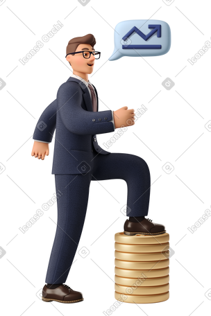 3D 随着他的业务不断增长，男人也挺身而出 PNG, SVG