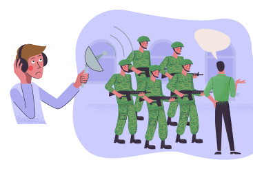 Man spying on army troops PNG, SVG