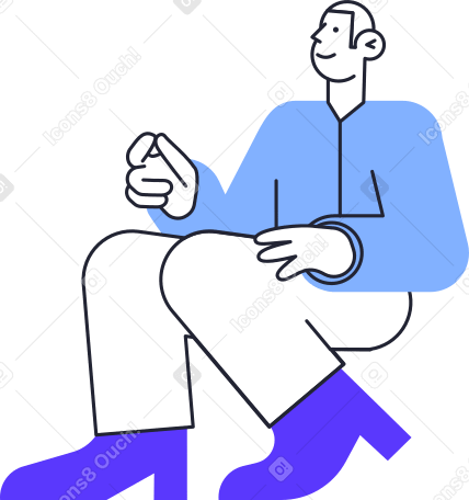 seated man in blue sweater and shoes PNG, SVG