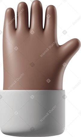 3D Raised brown skin hand Illustration in PNG, SVG