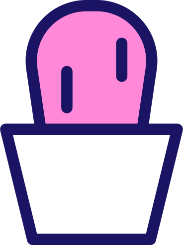 pink cactus in a white pot PNG, SVG