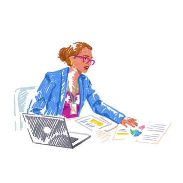 Woman analyzing business data PNG, SVG
