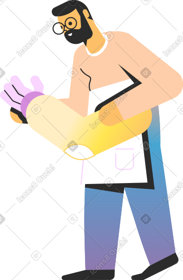 Man with robot arm PNG, SVG