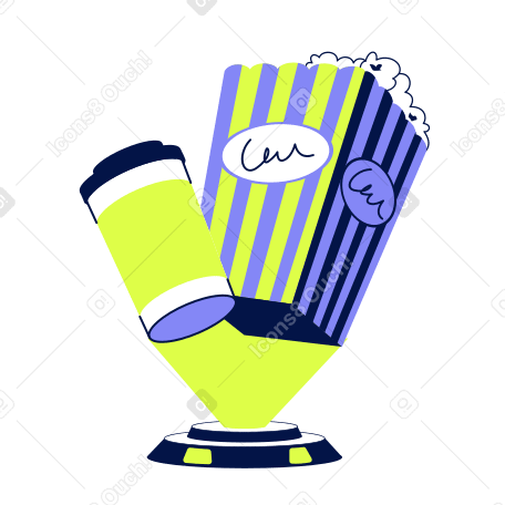 Popcorn and hot drink for cinema PNG, SVG