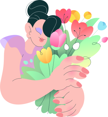 woman with flowers PNG, SVG