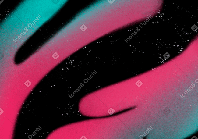 Fond de ciel étoilé avec deux formes roses et vertes fluides PNG, SVG