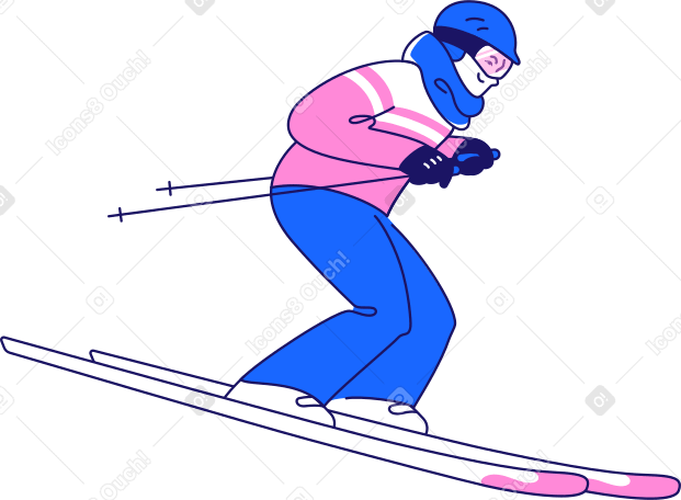 skier rides down Illustration in PNG, SVG