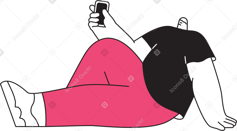 Мужчина сидит с телефоном в руках в PNG, SVG