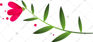 粉红色的花在有绿叶的中等树枝上 PNG, SVG