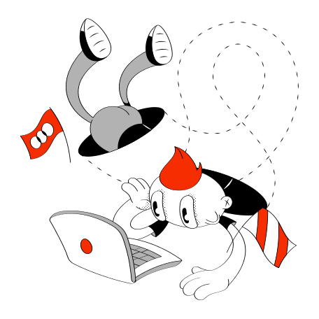 Illustration Guy utilisant un tunnel vpn pour travailler sur un ordinateur portable aux formats PNG, SVG