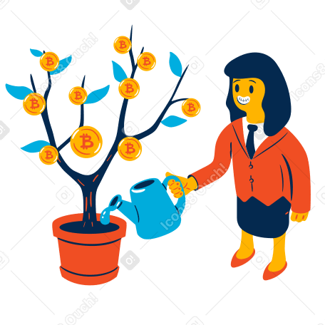Investing in Bitcoin Illustration in PNG, SVG