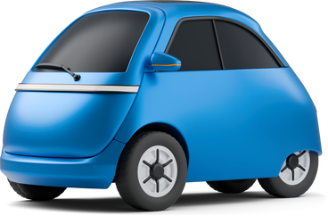 Синий электромобиль, вид сбоку в PNG, SVG