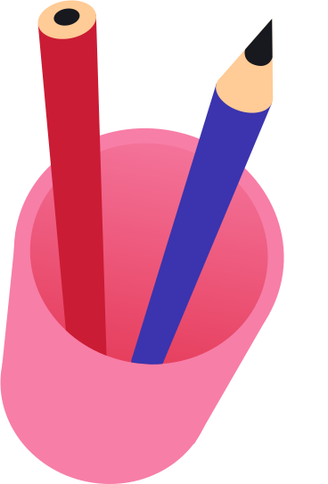 Portapenne rosa con matite PNG, SVG
