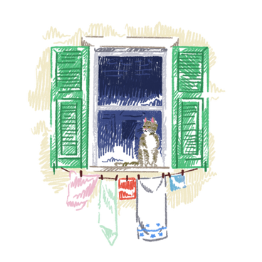 Cat sitting on the window sill PNG, SVG