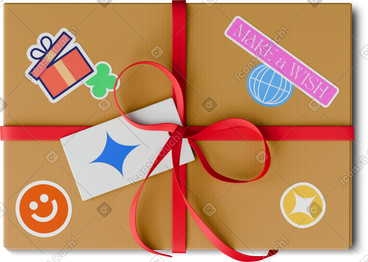 Top view of gift box with red ribbon PNG, SVG