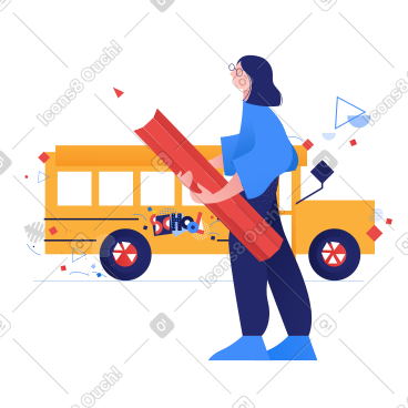 学生和校车 PNG, SVG