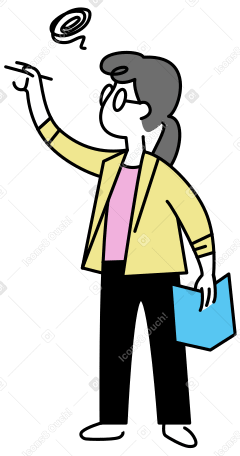Young woman writing on the whiteboard PNG, SVG