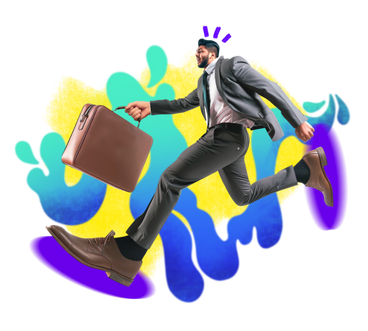 Businessman in a suit running with a briefcase PNG, SVG