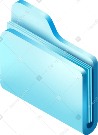 Carpeta isométrica con documentos PNG, SVG