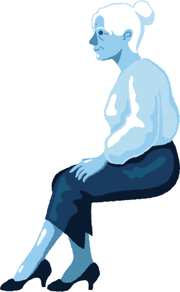 Old woman sitting side view PNG, SVG