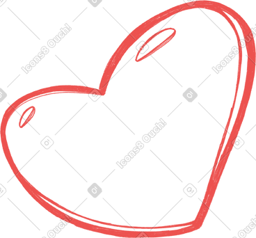 Big red contoured heart PNG, SVG