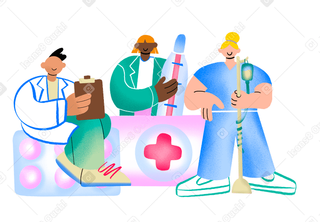 Doctors and nurses with attributes PNG, SVG