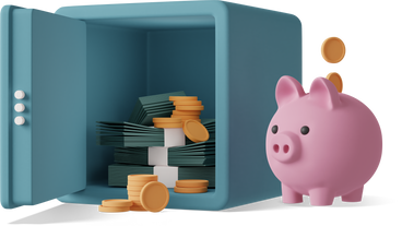 open safe box with piggy bank PNG, SVG