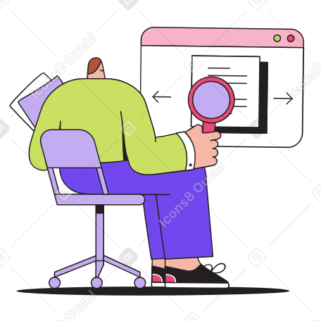 Man looks at the resumes of candidates for a vacancy animated illustration in GIF, Lottie (JSON), AE