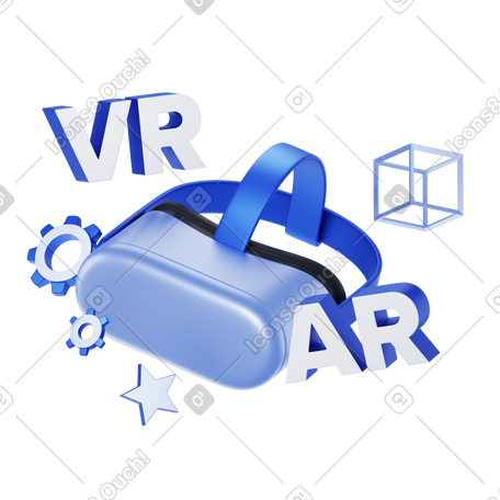 3D 用 vr 眼镜和齿轮文字刻上 vr/ar动态插图，格式有GIF、Lottie (JSON)、AE