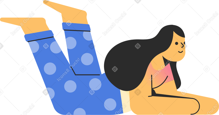 girl lying on stomach PNG、SVG