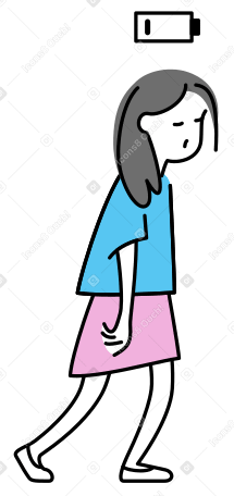 Ilustração animada de Mulher cansada, lutando para ficar acordada em GIF, Lottie (JSON), AE