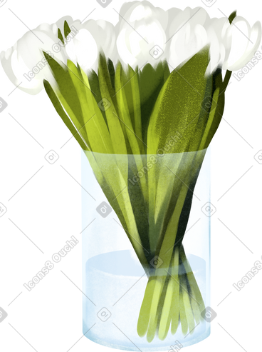 Vase of white peonies PNG, SVG