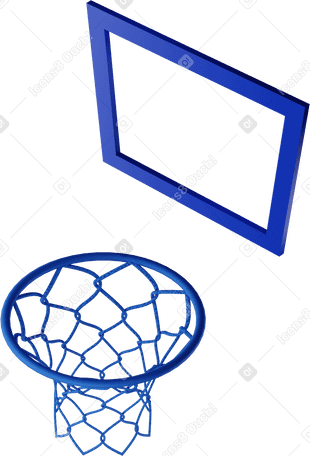 3D 蓝色篮球框向左转 PNG, SVG