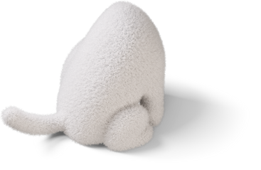 Three-quarter back view of a fluffy sitting body turned right PNG, SVG