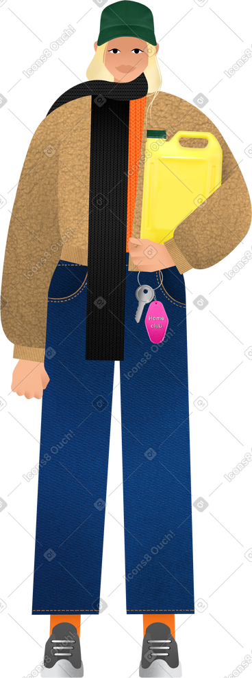 Young woman holding a pack of juice PNG, SVG